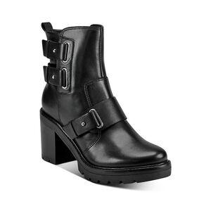 MARC FISHER Womens Black Prong Straps Dream Leather Heeled Boots 8.5 M